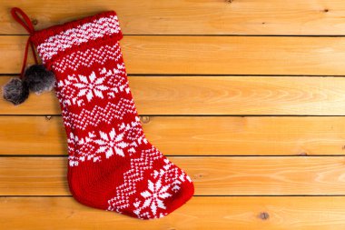 Tek kırmızı renkli boş yün Noel çorap