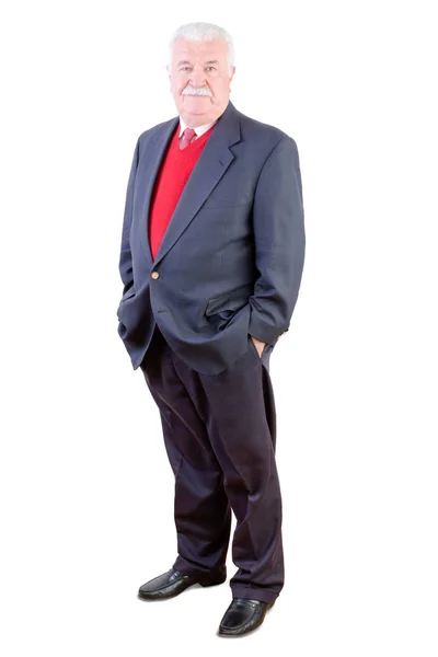 Elderly confident relaxed stylish man in a suit — Stock Photo, Image