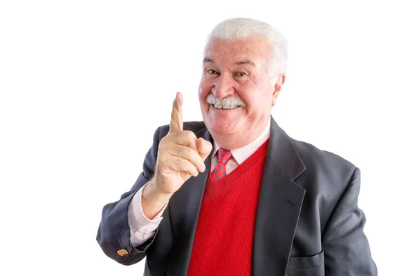 Close up of cheeky senior wearing a business suit — Stock Photo, Image