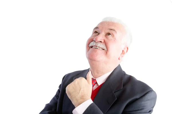 Cheerful mature businessman looking upwards — Stock Photo, Image
