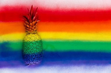 Gökkuşağı diziler halinde kamufle olgun ananas