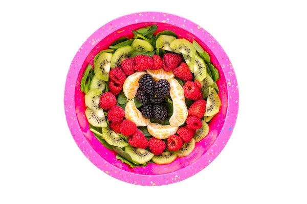 Baby špenát salát s čerstvým ovocem — Stock fotografie