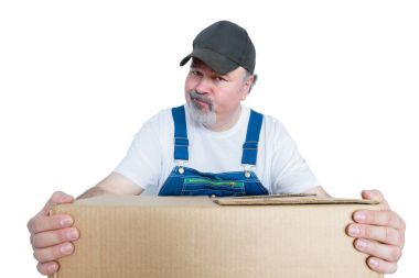 Giyen kap holding büyük karton kutu dostum