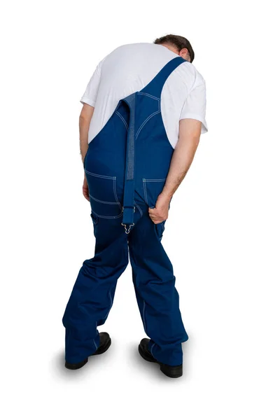 Male worker desperate to go to the toilet — Stock Photo, Image