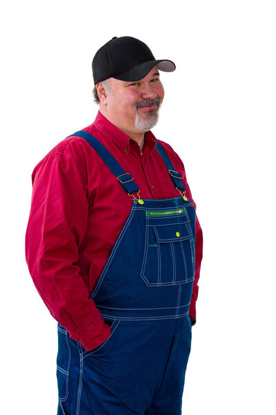 Sceptical farmer or worker looking in disbelief