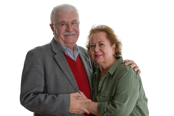 Студійний портрет усміхненої старшої пари — стокове фото