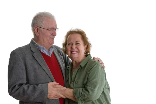 Studio portret van vrolijke senior paar — Stockfoto