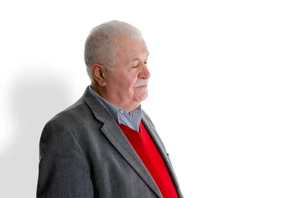 Tired exhausted senior man over a white background — Stock Photo, Image