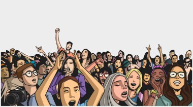 Festival kalabalık gidiş deli konserinde renkli çizimi
