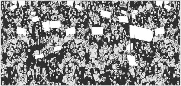 Illustration de la foule manifestant pour les droits humains — Image vectorielle