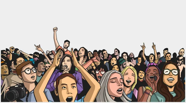 Festival kalabalık gidiş deli konserinde renkli çizimi
