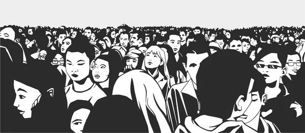 Ilustração da multidão étnica mista — Vetor de Stock