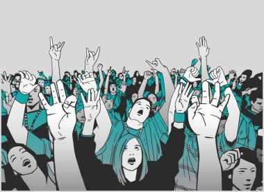 Festival kalabalık konser eğleniyor çizimi