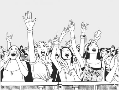 Festival kalabalık konser eğleniyor çizimi
