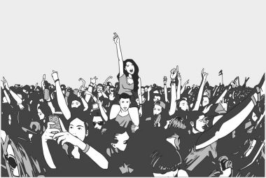 Festival kalabalık konser eğleniyor çizimi