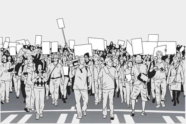 Illustrazione della marcia della folla per i diritti umani — Vettoriale Stock