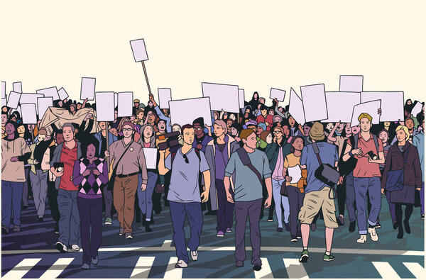 Иллюстрация марша толпы за права человека
