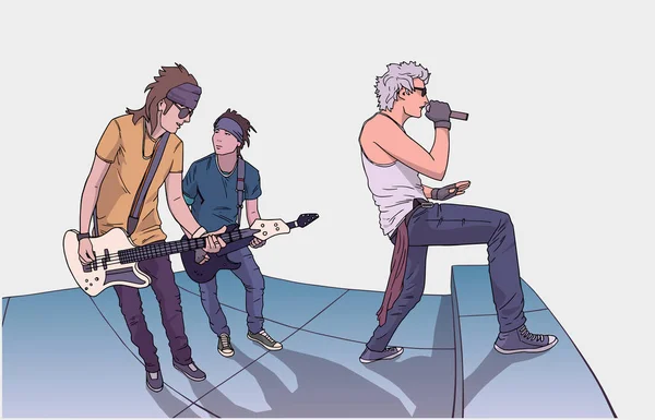 乐队在舞台上表演的插图 — 图库矢量图片
