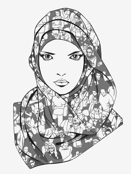 Ilustração de mulher muçulmana usando cachecol —  Vetores de Stock