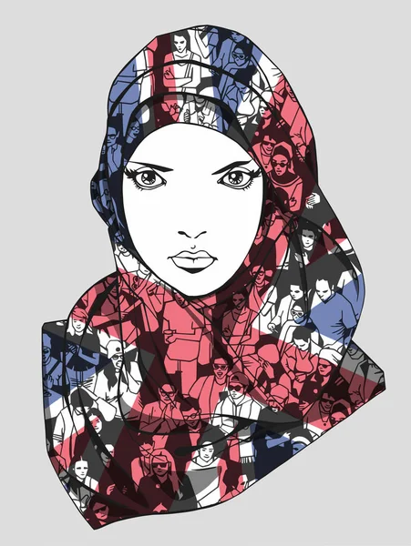 Illustrazione di donna musulmana che indossa sciarpa — Vettoriale Stock