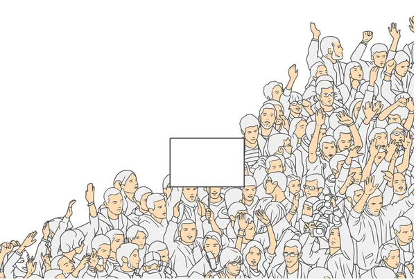 Illustration av publiken protest med tomma tecken från hög vinkel Visa — Stock vektor