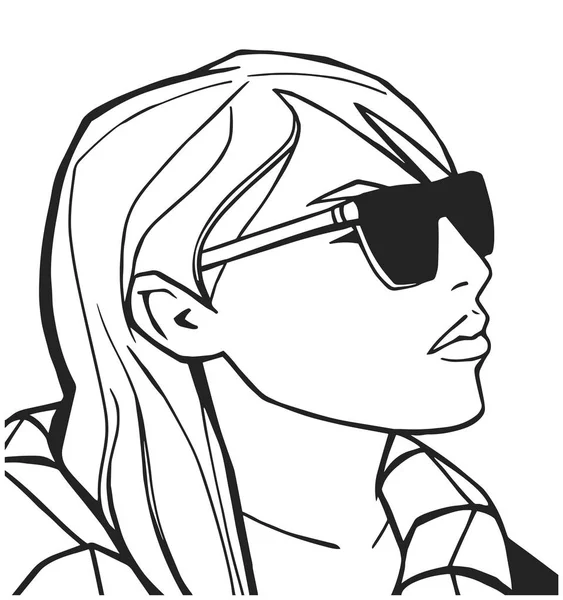Retrato de chica con aspecto fresco y con gafas en color — Vector de stock
