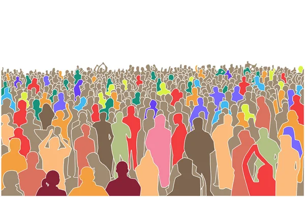 Illustration d'une grande masse de personnes en perspective — Image vectorielle