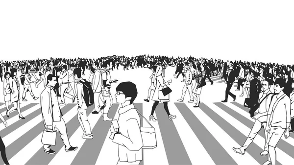 Illustration d'un passage de rue animé en perspective — Image vectorielle
