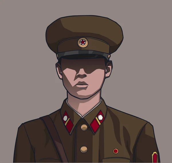 Иллюстрация северного корейского солдата в мундире цвета — стоковый вектор