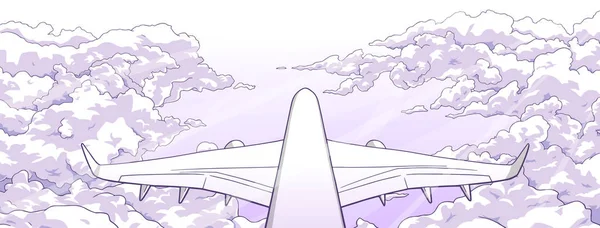 Εικονογράφηση των αεροπλάνων που πετούν πάνω από τα σύννεφα — Διανυσματικό Αρχείο