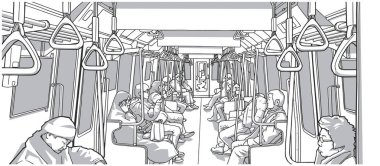 Toplu taşıma araçları kullanan kişilerin gösterimi; tren, metro, metro