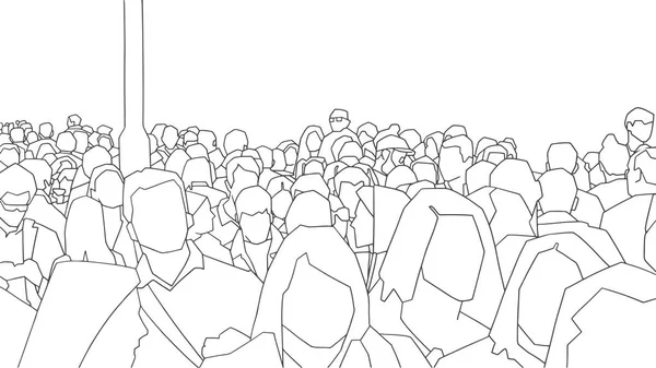 Ilustração estilizada de pessoas andando na rua em perspectiva — Vetor de Stock