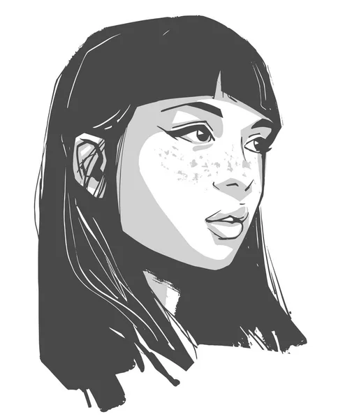 Ilustración Retrato Chica Encantadora Usando Maquillaje — Vector de stock