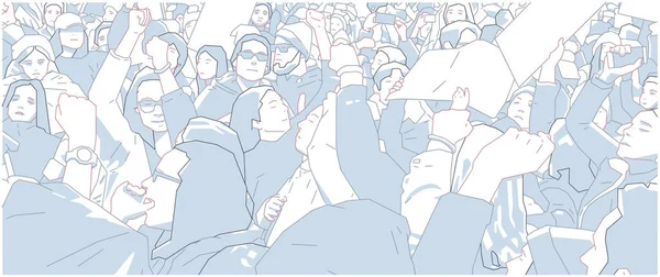 Ilustrace Davu Protesty Demonstrace Barvě — Stockový vektor