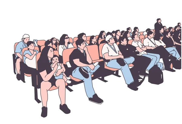 Ilustração Multidão Filmagem Assistindo Curtindo Show —  Vetores de Stock