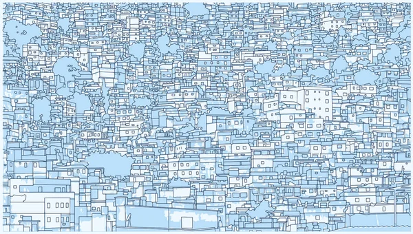 Antecedentes Ilustração Paisagem Urbana Brasileira Com Prédio Residencial Alto Detalhe — Vetor de Stock