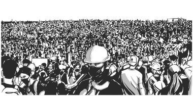 Büyük protesto kalabalığının resmi