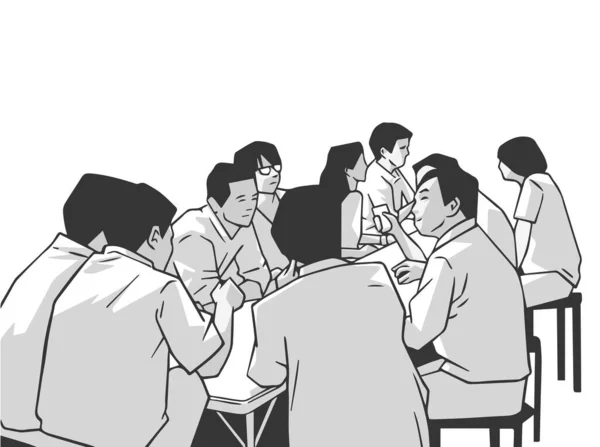 居酒屋で勉強している友達同士の会話のイラスト — ストックベクタ