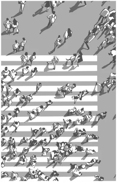Ilustração Multidão Cidade Cruzando Zebra — Vetor de Stock