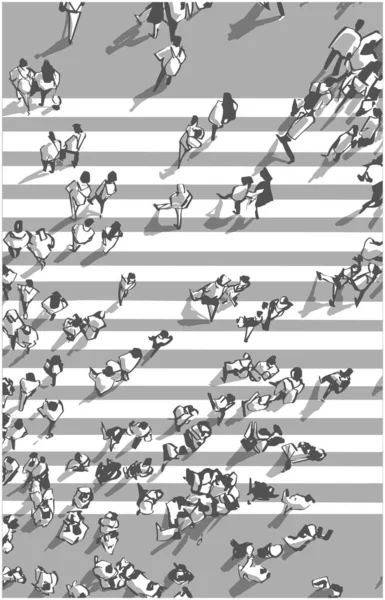 Ilustração Multidão Cidade Cruzando Zebra — Vetor de Stock