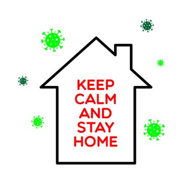 Sakin olun ve beyaz arkaplanda ev vektörü içeriğini koruyun