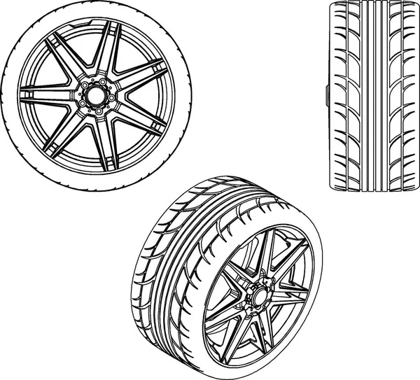 3d ilustración de las llantas del coche —  Fotos de Stock