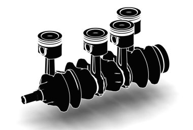 3d illustration of crankshaft with engine pistons clipart