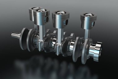 krank mili motor piston ile 3D çizimi