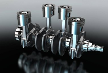 3d illustration of crankshaft with engine pistons clipart