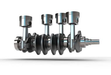 krank mili motor piston ile 3D çizimi