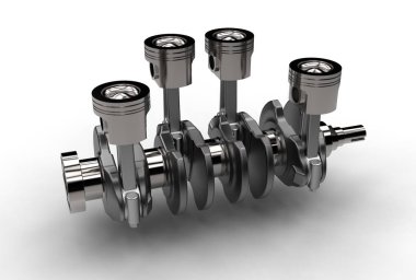krank mili motor piston ile 3D çizimi