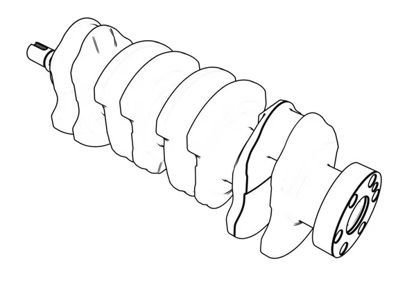 3d illustration of crankshaft — Stock Photo, Image