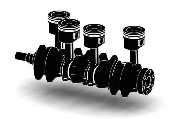 Illustration 3d du vilebrequin avec pistons moteur — Photo