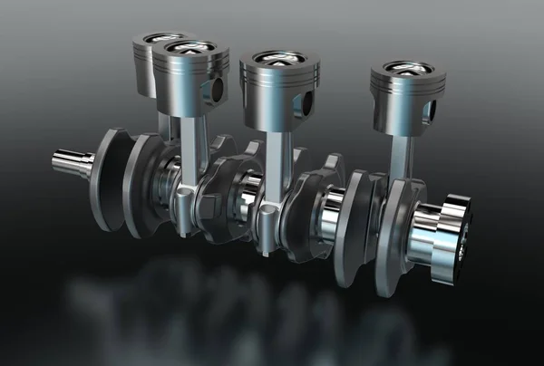 krank mili motor piston ile 3D çizimi